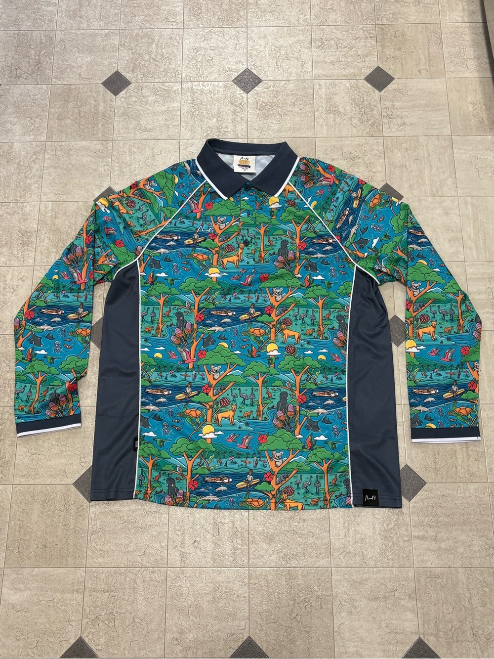 TRADEMUTT BLINKY CHILL LONG SLEEVE POLO SHIRT SIZE XL UPF 50+ SUN PROTECTION